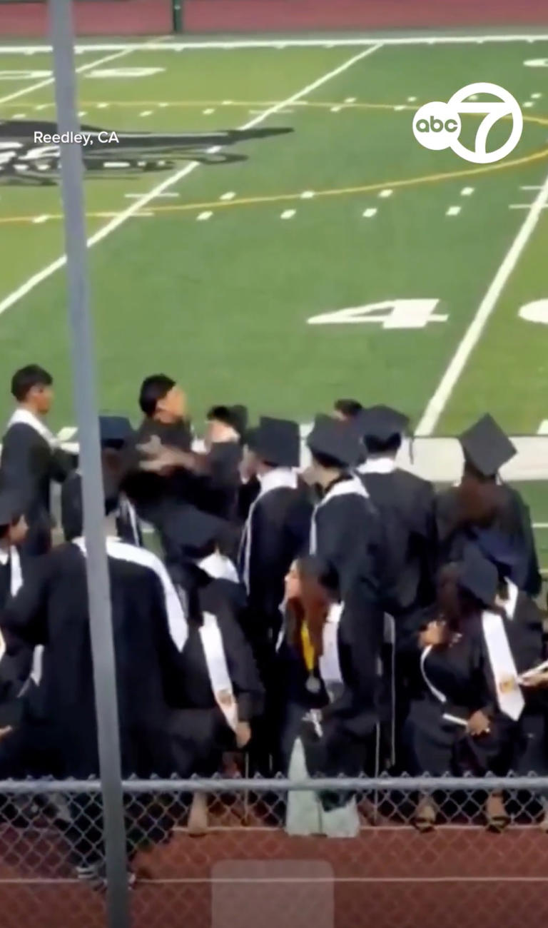 Chaos at California high school graduation as wild brawl breaks out at ...