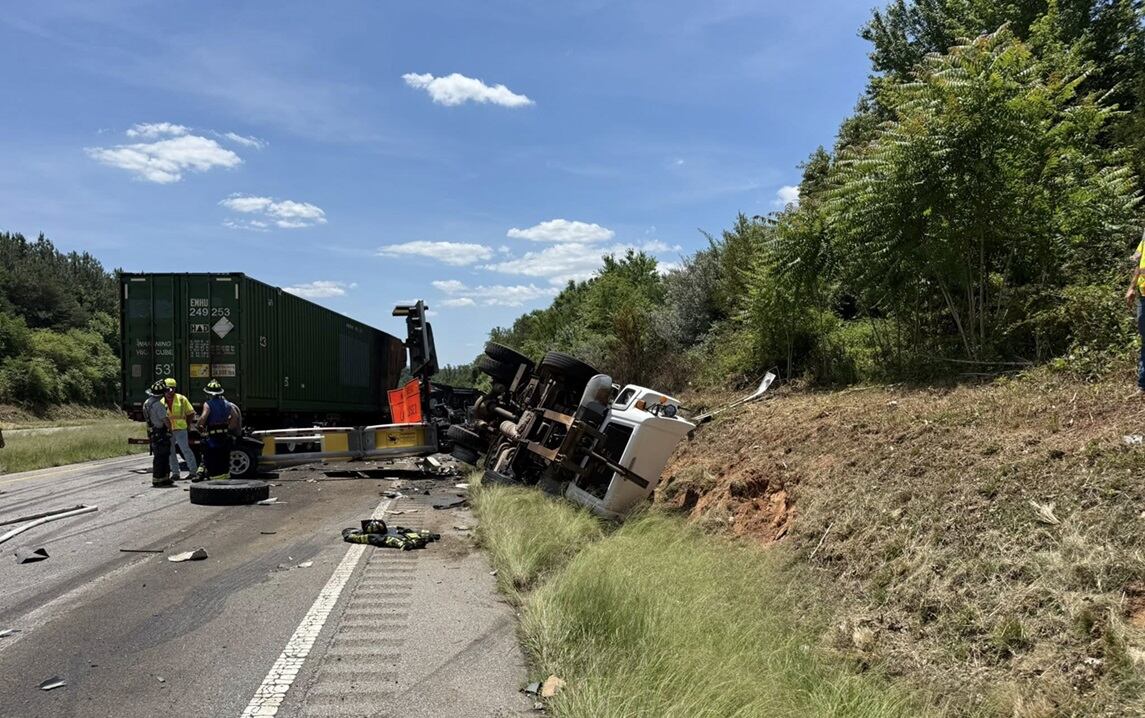 Two hospitalized after fiery crash involving tractor trailer and dump truck
