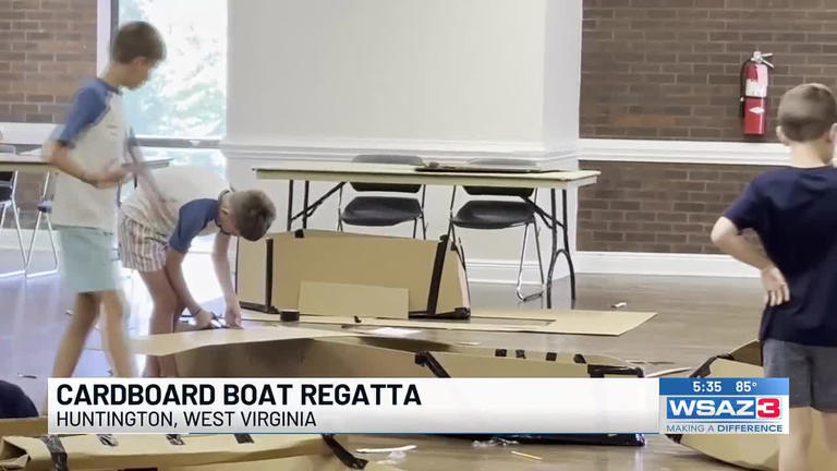 Cardboard boat regatta in Huntington