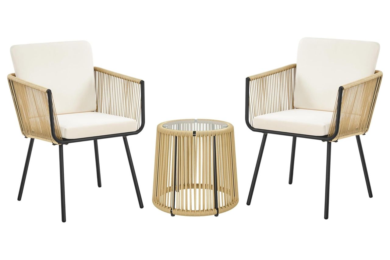Yaheetech 3 Piece Patio Rattan Bistro Set