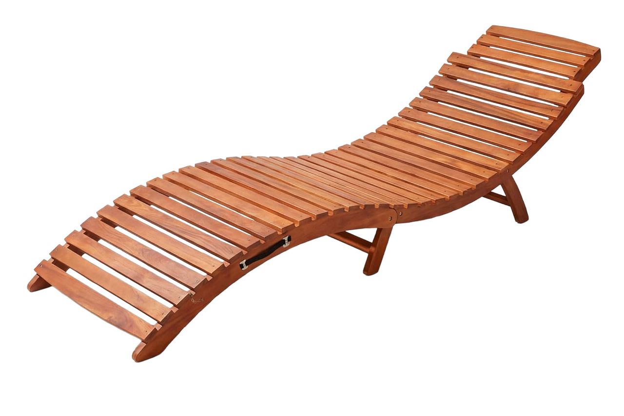 Flamaker Lounge Chairs for Outside Folding Acacia Wood Chaise
