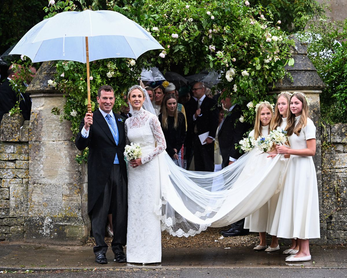Peter Phillips and Harriet Sperling on their wedding day at All Saints' Church on June 6, 2026 in Kemble, England. Credit: Getty Images