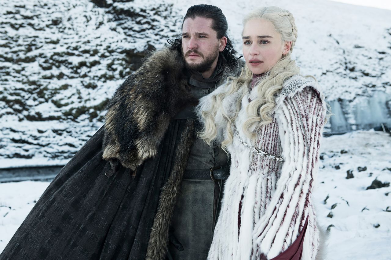 Kit Harrington and Emilia Clarke in 'Game of Thrones' Credit: Helen Sloan/HBO