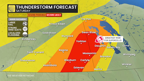 Severe weather threat persists on the Prairies on Saturday