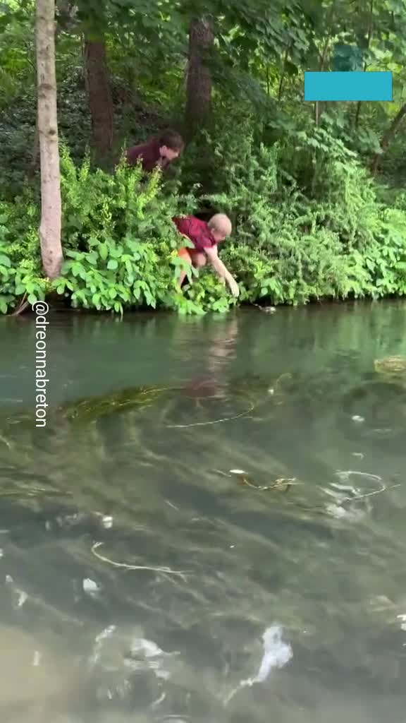 Kids rescue duckling from fishing line