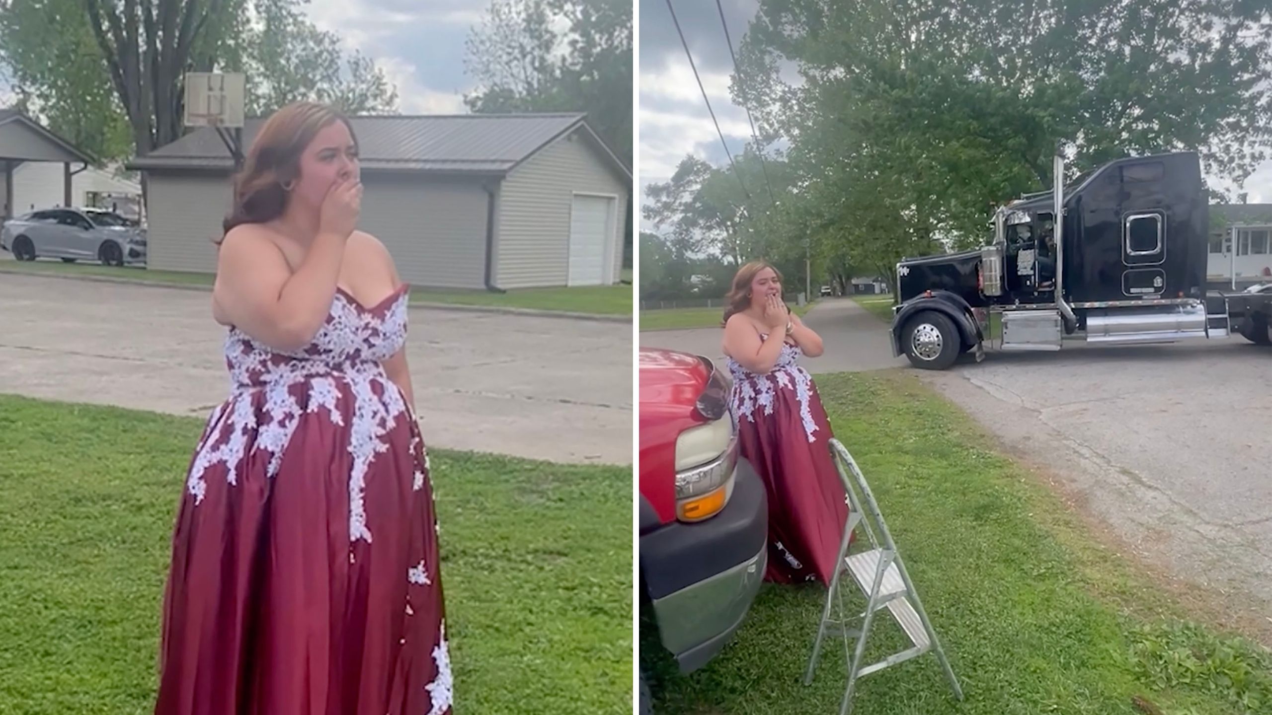 Daughter surprised by 18-wheeler ride to prom in honor of late trucker ...