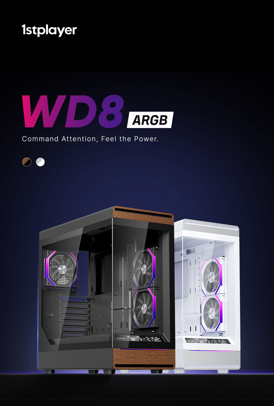 1stPlayer, 우드 감성 프리미엄 어항형 케이스 WD8 ARGB 출시