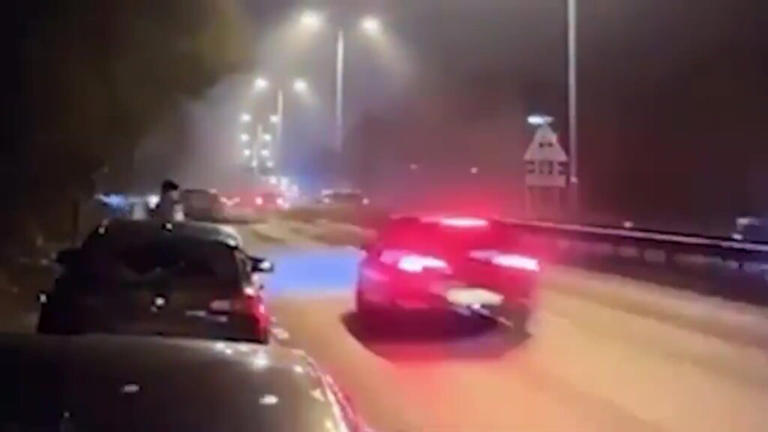 Moment speeding driver causes horror crash leaving two injured