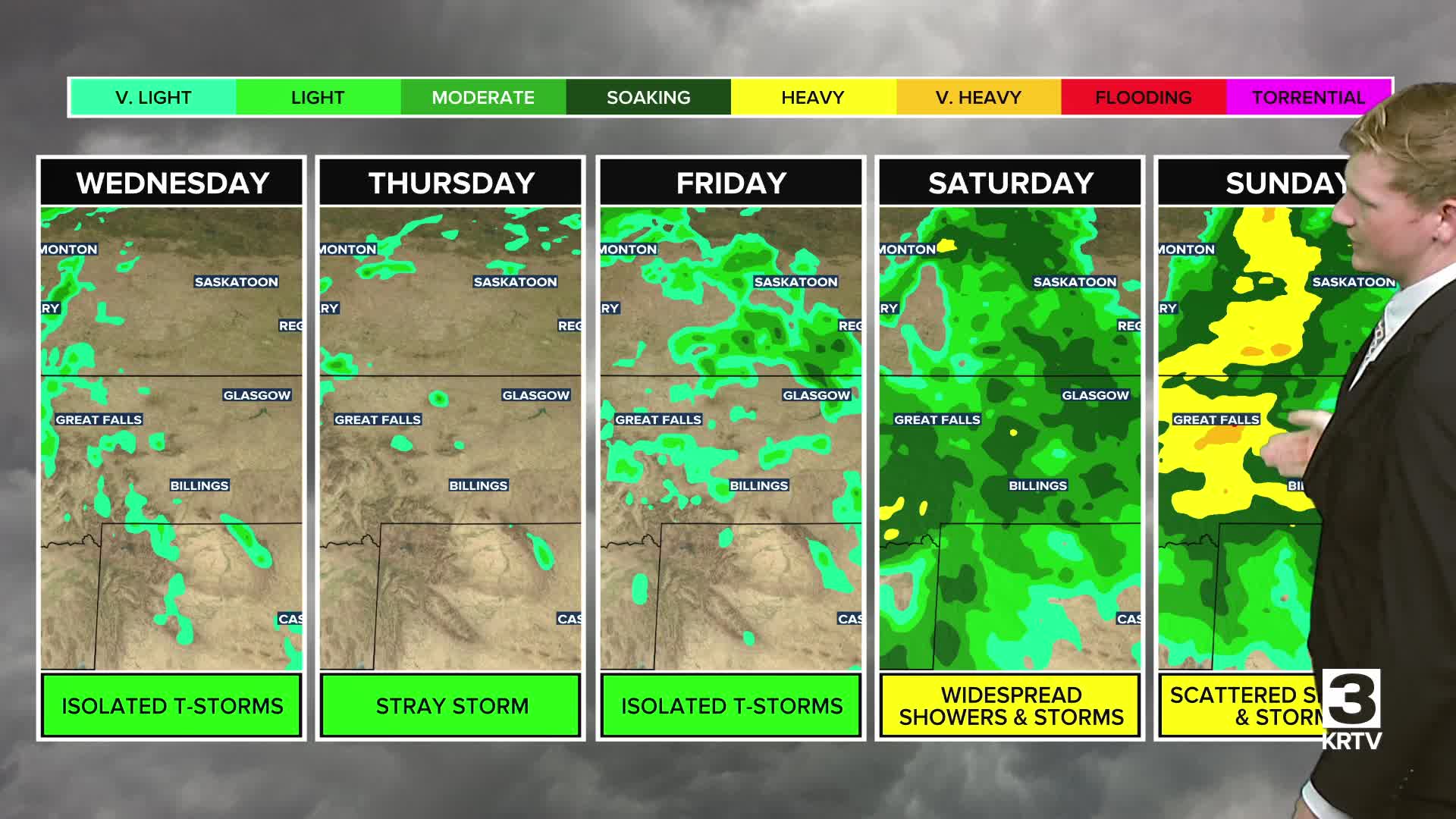 Isolated thunderstorms for the workweek, increasing likelihood for ...