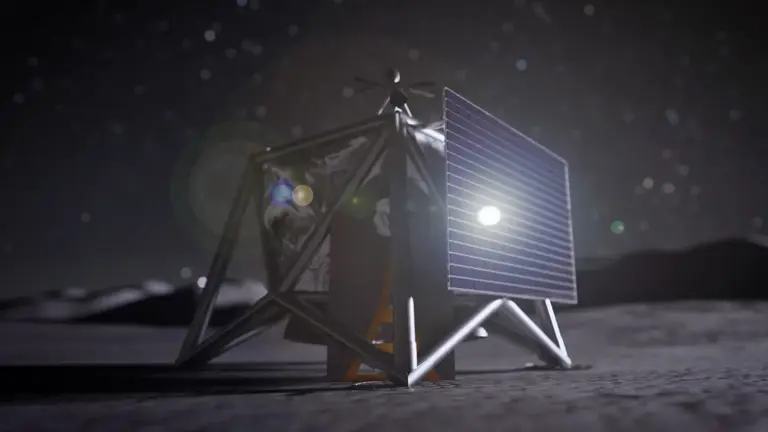 Artist’s rendering of a MoonFall drone operating near the lunar South Pole.