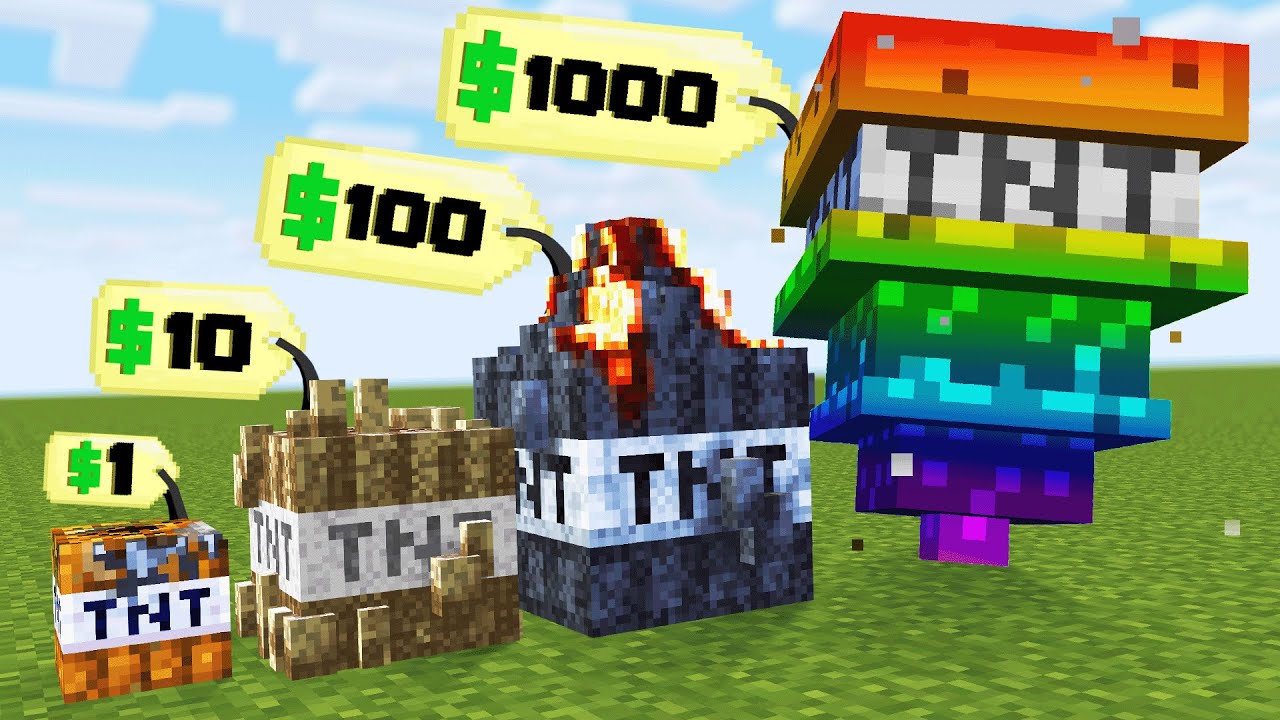 Buying destructive natural disaster explosives to stir trouble in Minecraft