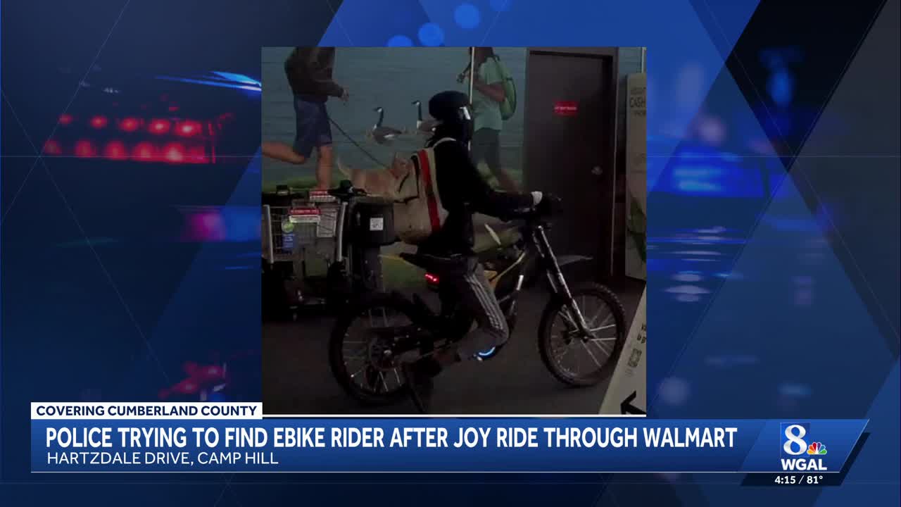Police search for e-bike rider seen joyriding through Camp Hill Walmart