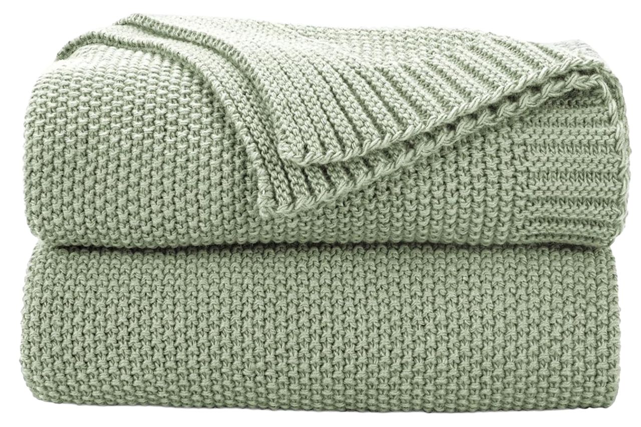 CozeCube Sage Green Throw Blanket for Couch, Soft Cozy Cable Knit Throw for Bed Sofa Living Room, Lightweight Warm Decorative Farmhouse Christmas Blanket, 50