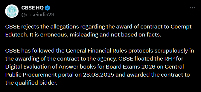CBSE rejects allegations regarding the award of contract to Coempt ...