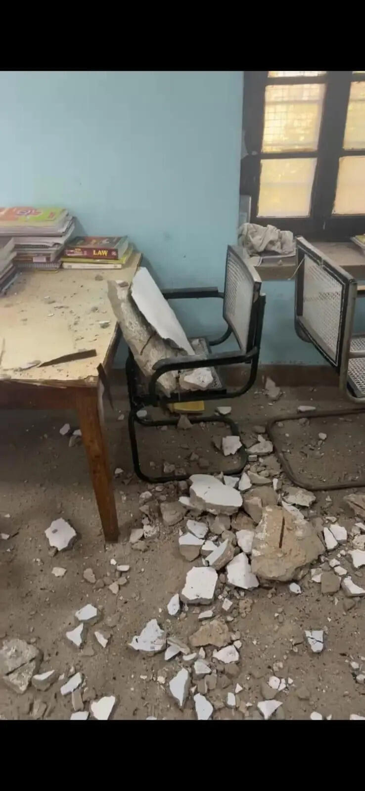 Ceiling collapses at RU library, students escape unhurt