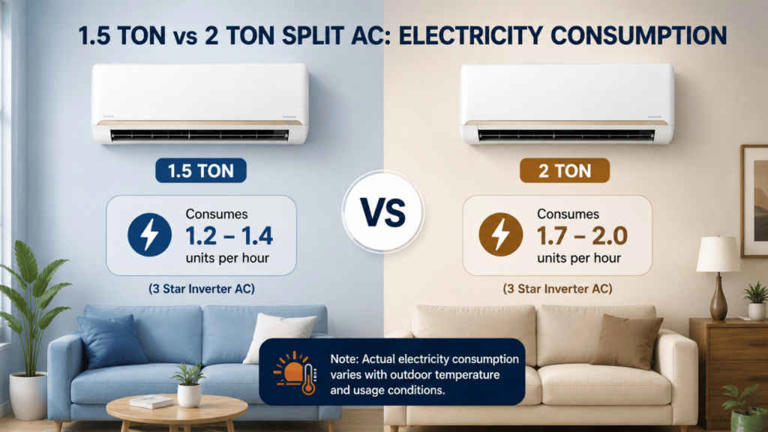 1.5 ton vs 2 ton split AC: Which one makes more sense for your home