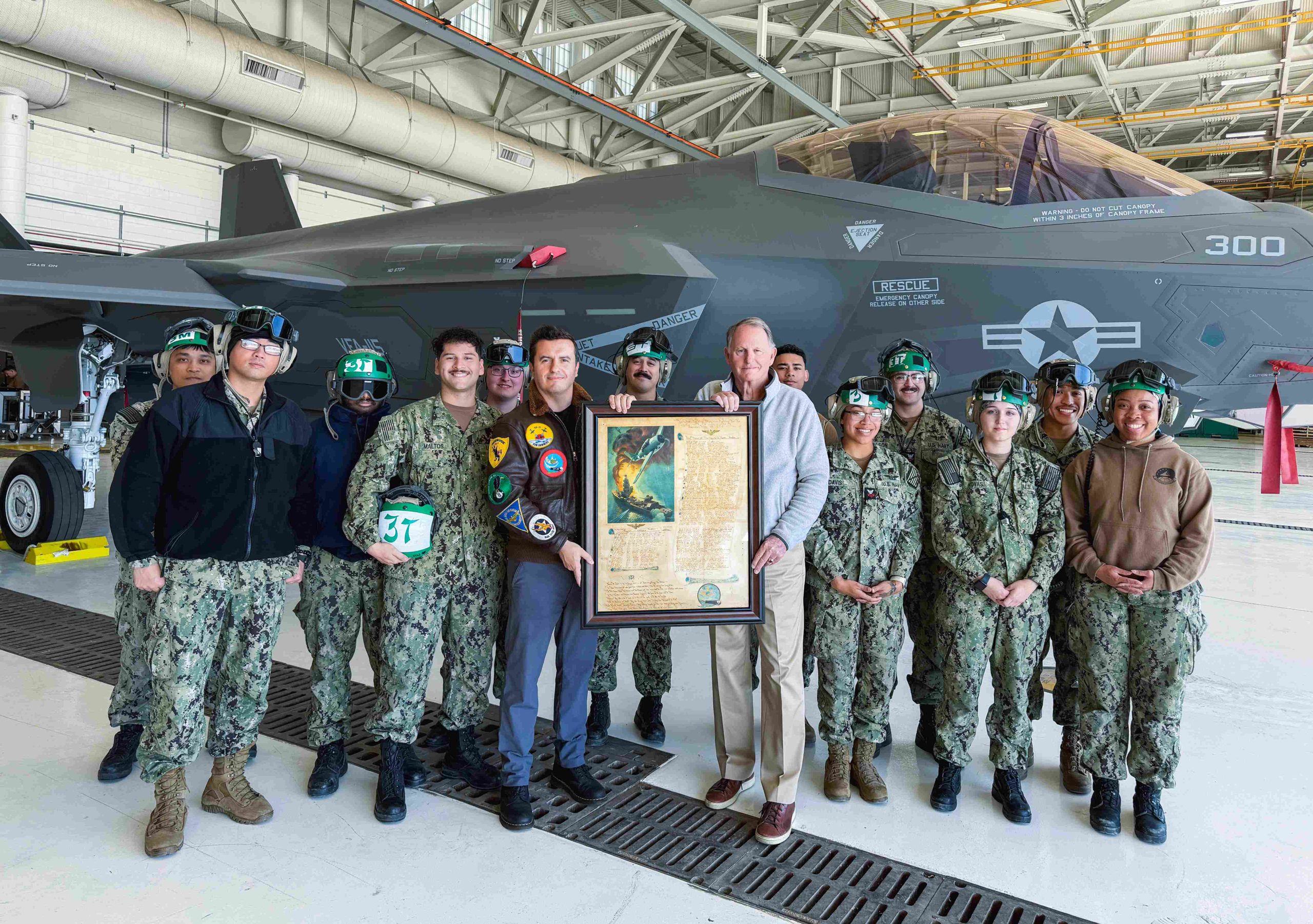 USS Hornet Museum presents WWII squadron scroll to VFA-115 at NAS Lemoore