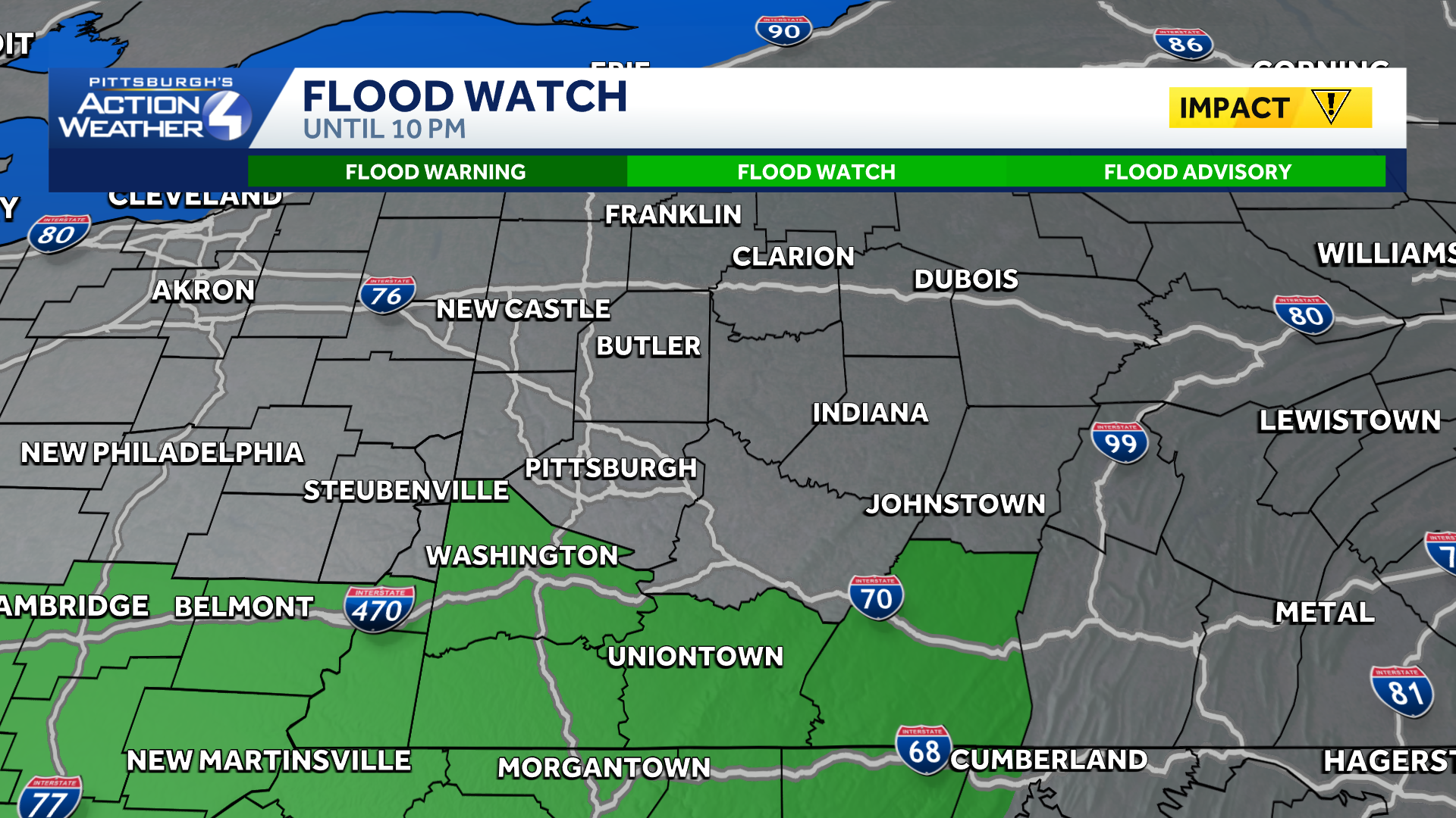 Flood watch for some counties in western Pennsylvania on Wednesday