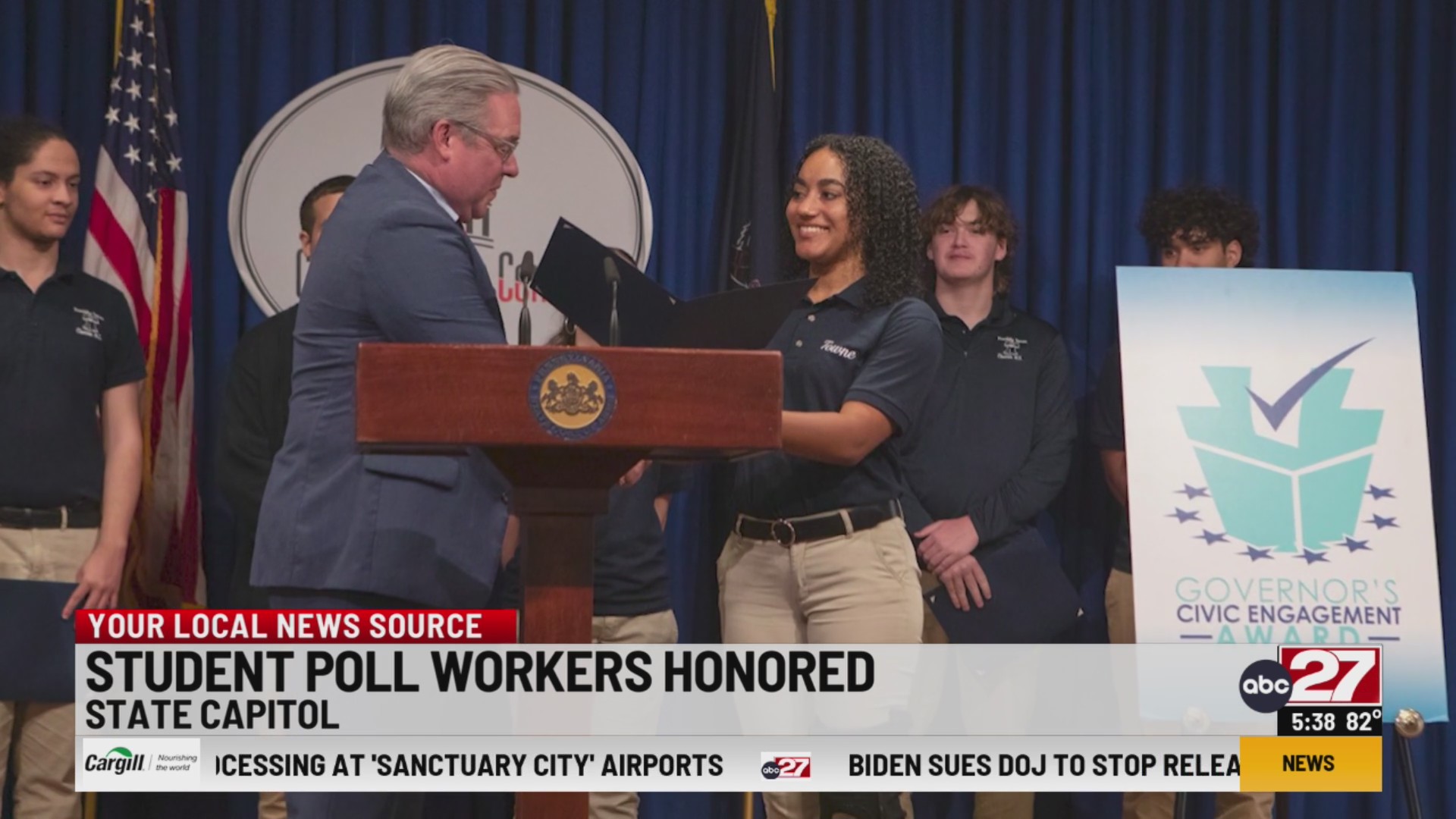 Student poll workers honored at Pennsylvania State Capitol