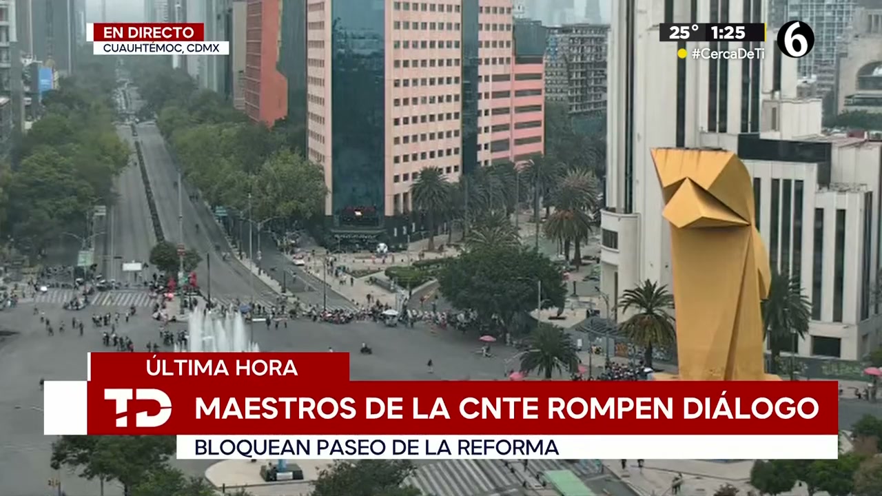 Maestros de la CNTE bloquean Paseo de la Reforma al no llegar a un acuerdo