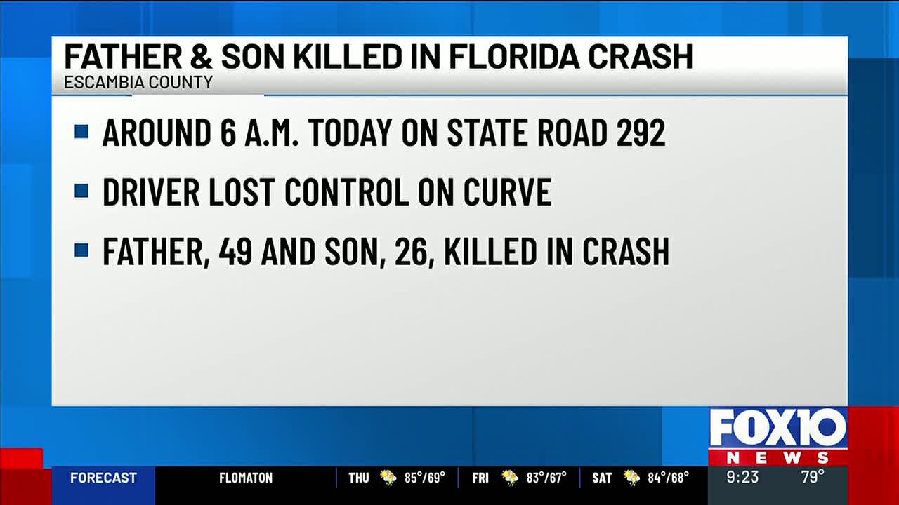 Father, son killed in crash in Escambia County, FHP says