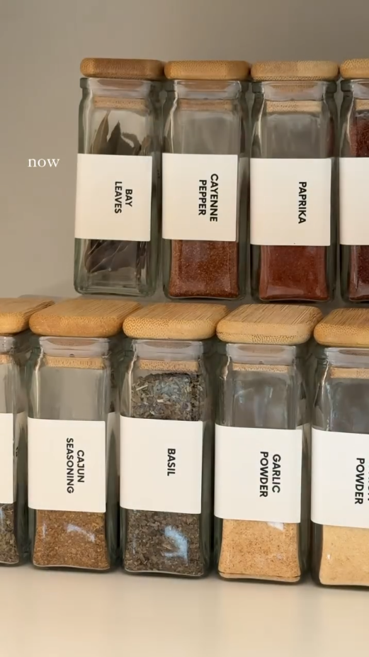 Organizing spice jars for a fresh kitchen setup