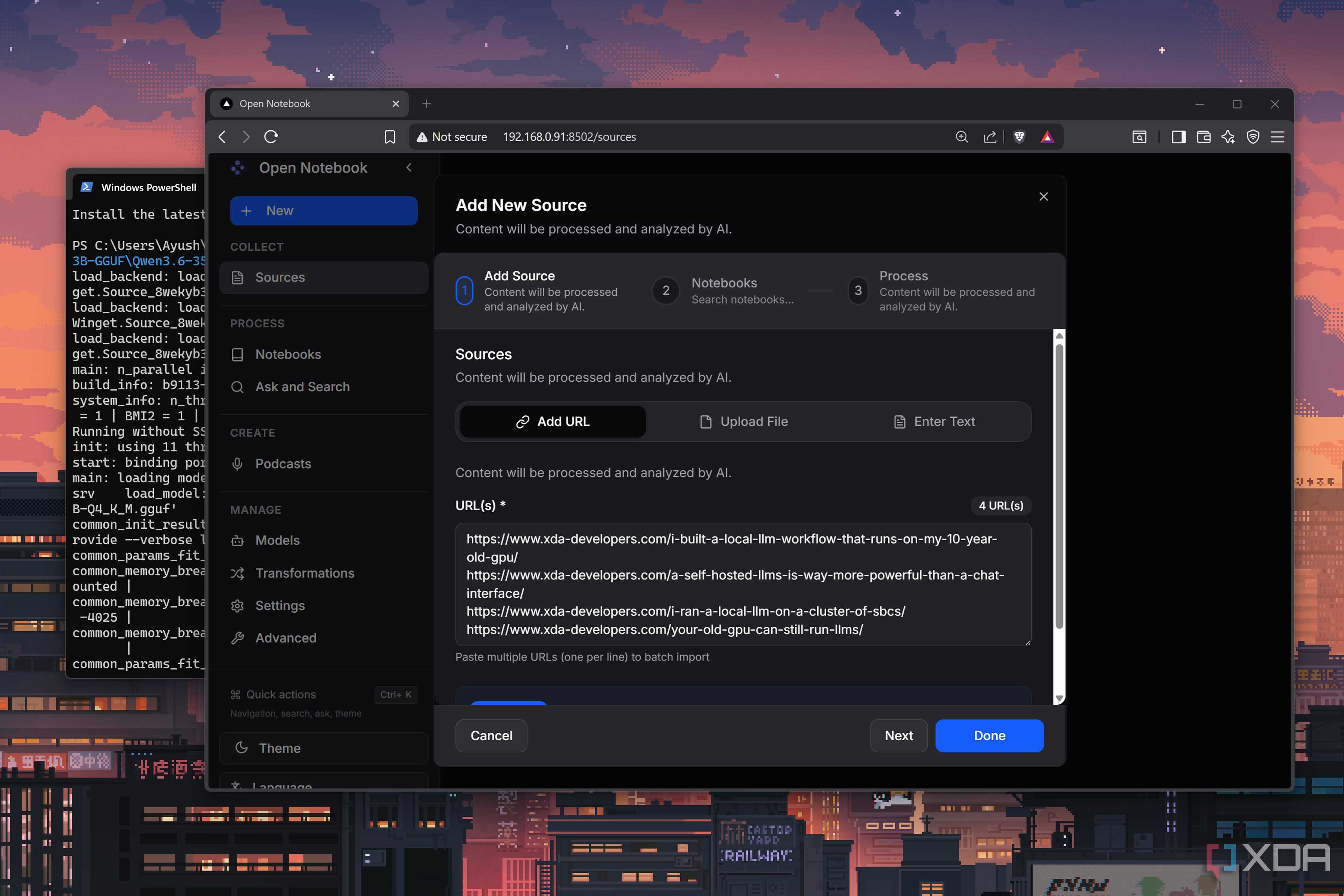 Adding a new source to Open Notebook
