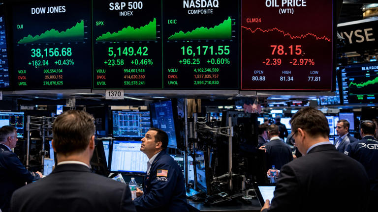 Stocks hold near record highs as oil falls on US-Iran peace hopes