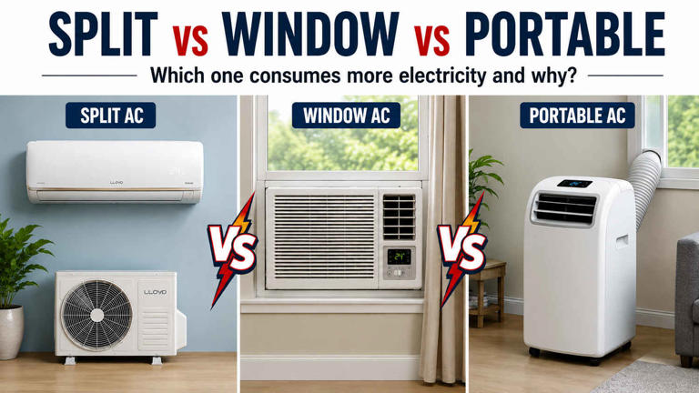 Split vs window vs portable AC: Which one consumes more electricity and why