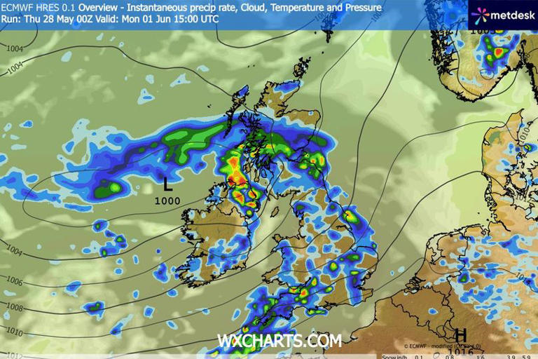 Scotland set for soaking start to June as rain sweeps across Britain