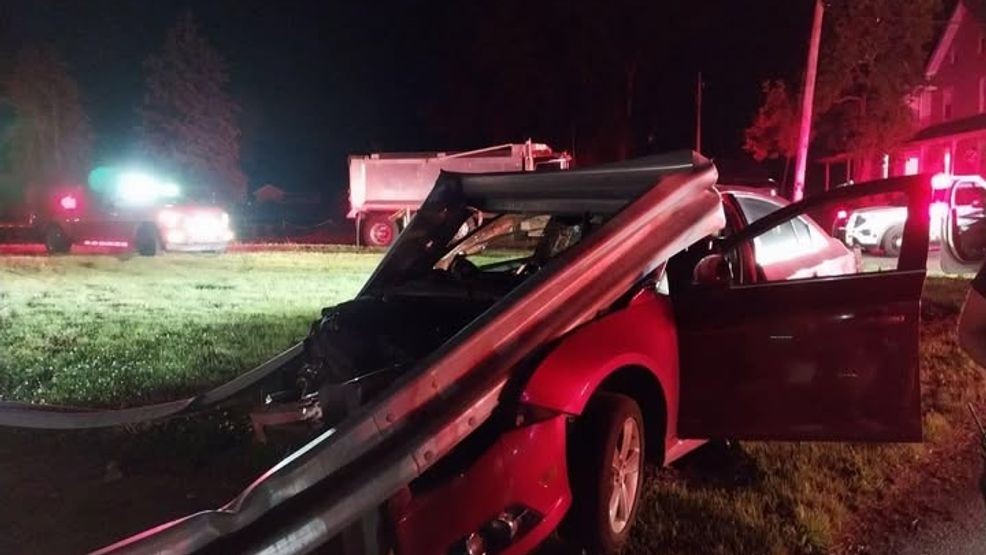 Guard rail smashes top of car during Lancaster County crash