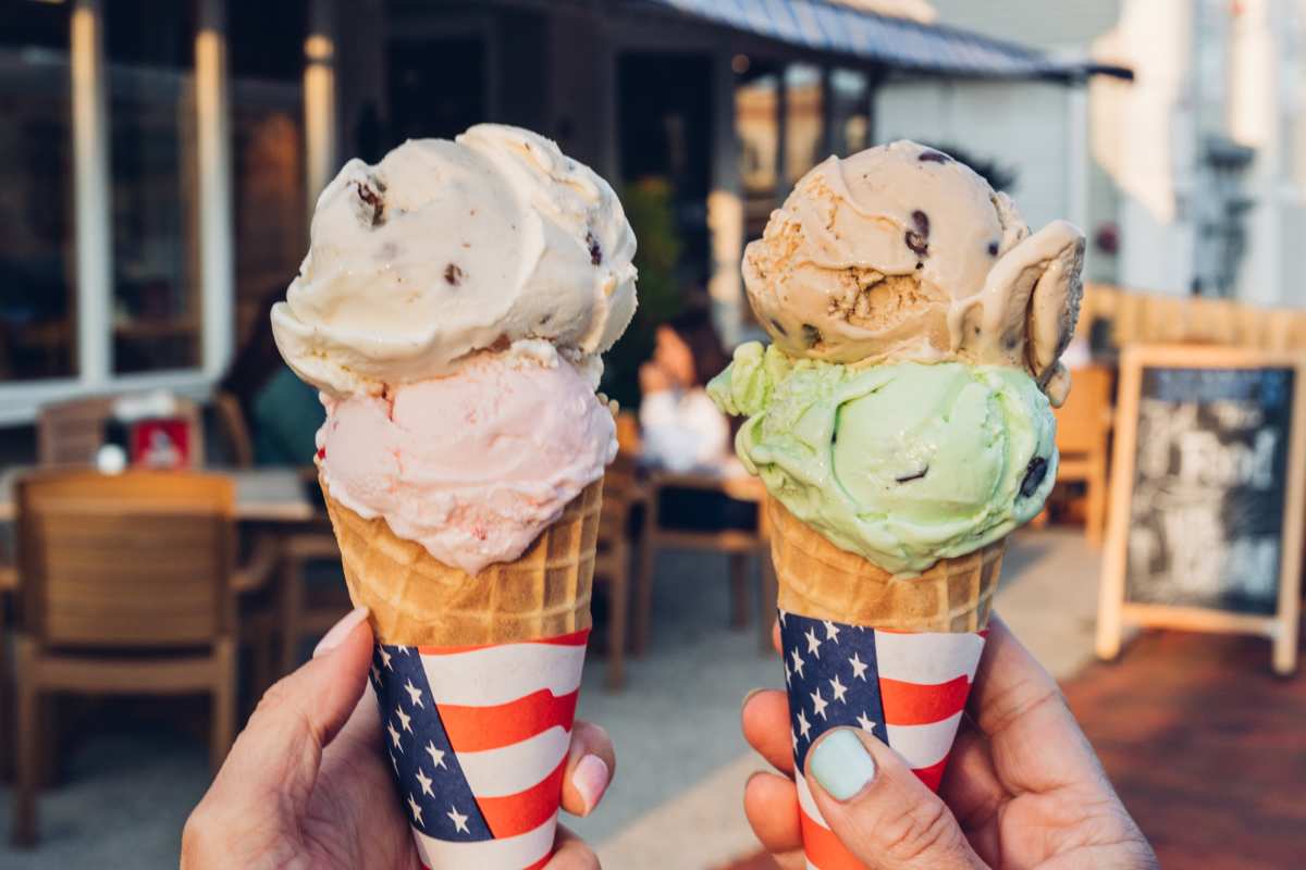 Pair of double scoop ice cream cones at Barry's Do Me A Flavor