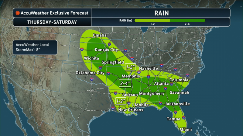 Daily storms soak the Southeast