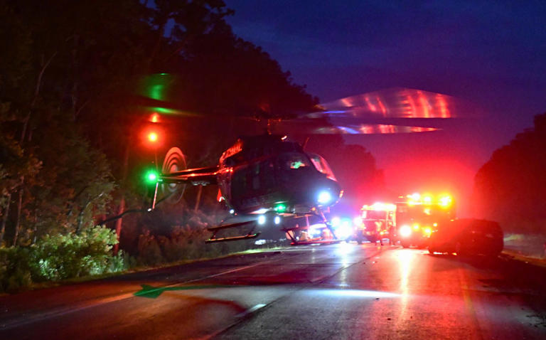 Medical helicopter lands on I-95 after two-vehicle crash in ...