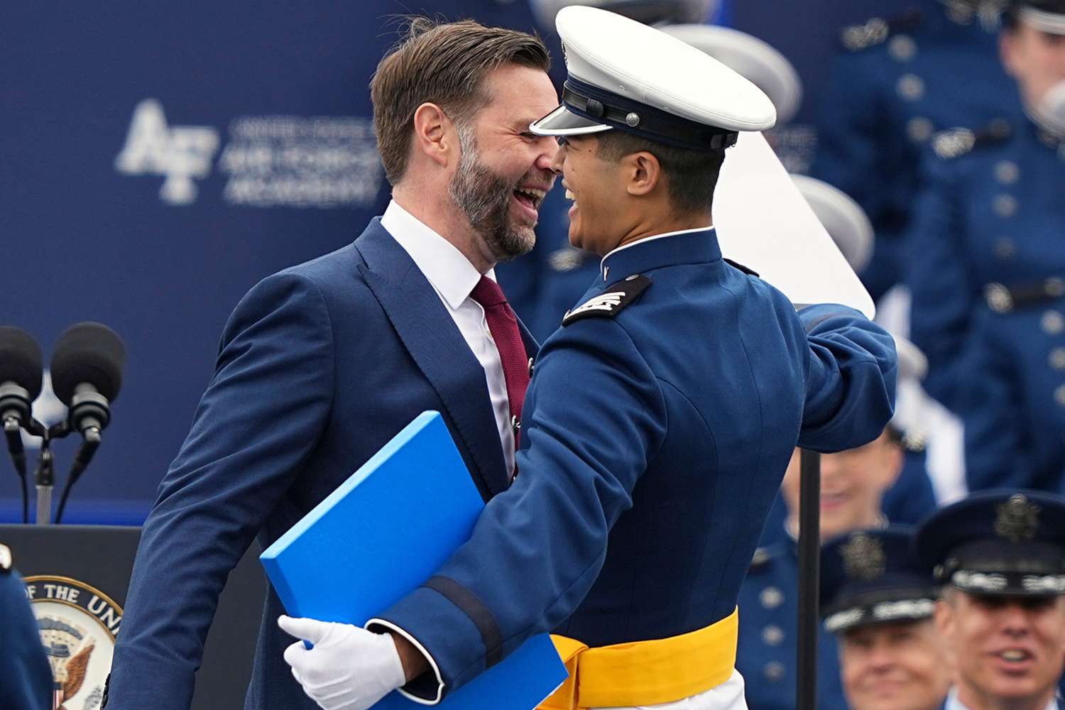 JD Vance chest bumps an Air Force cadet during graduation ceremony