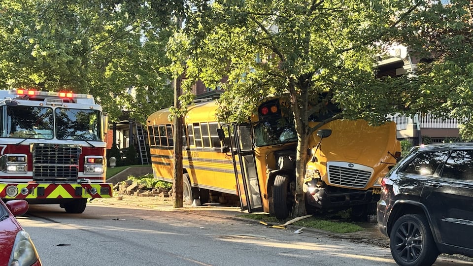School bus crashes into tree in Pittsburgh’s Highland Park neighborhood