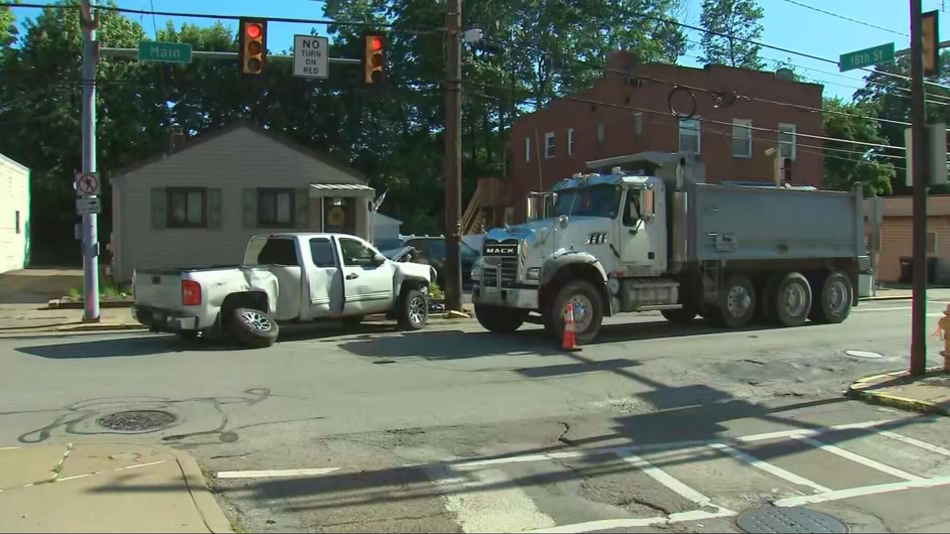 Person injured in crash involving dump truck, pickup truck in Allegheny ...