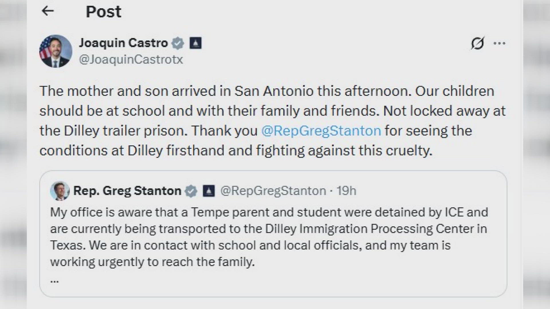 Rep. Greg Stanton criticizes detainment of Tempe parent and student by ICE