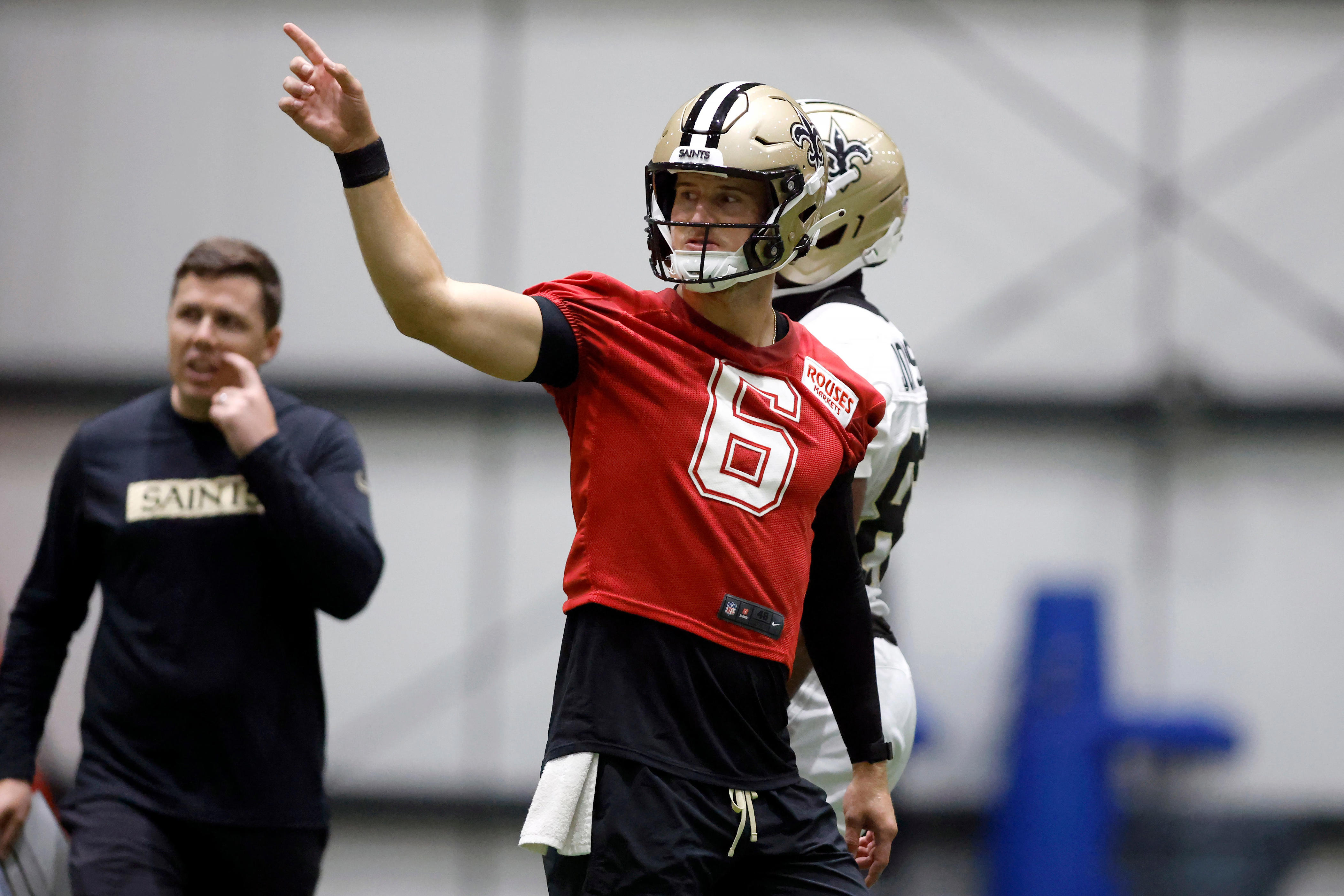 METAIRIE, LOUISIANA - MAY 28: Tyler Shough #6 of the New Orleans Saintsduring a OTA Offseason Workout at Ochsner Sports Performance Center on May 28, 2026 in Metairie, Louisiana. (Photo by Tyler Kaufman/Getty Images)