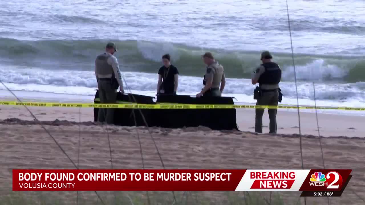 Body of murder suspect washes ashore on Volusia County beach, deputies say
