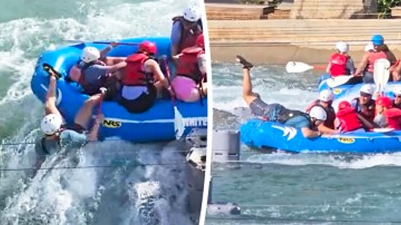 Rafting guide makes surprise return after falling overboard