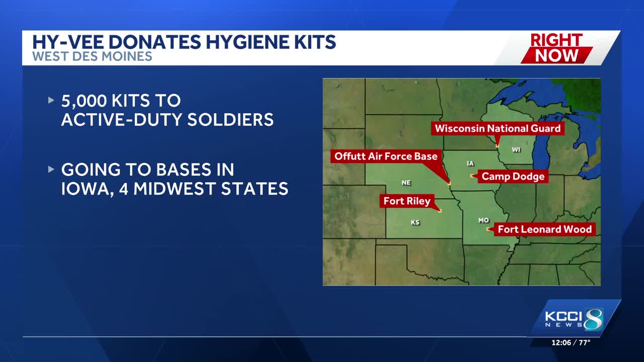 Volunteers at Hy-Vee pack hygiene kits for service members