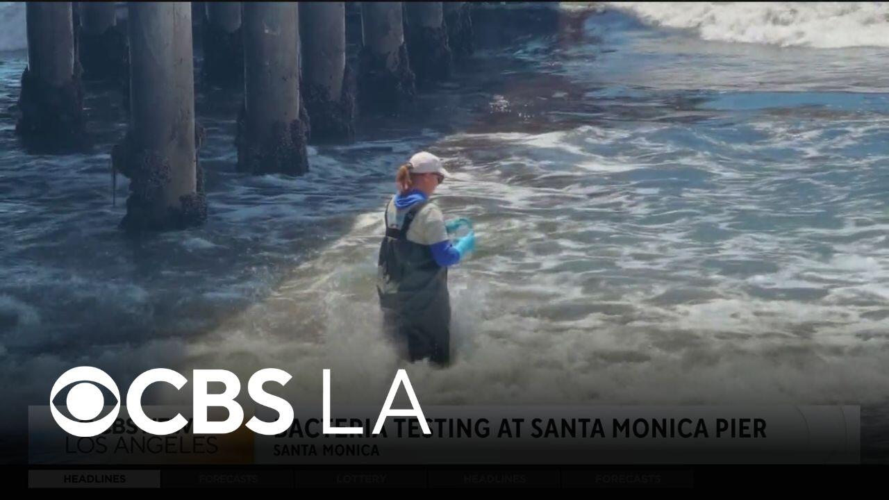 Ocean water testing by Heal the Bay is underway at the Santa Monica Pier