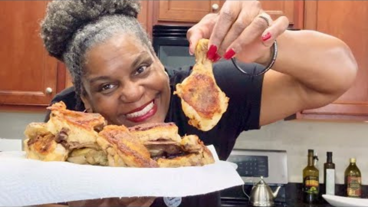 How to fry a whole chicken without oil or flour