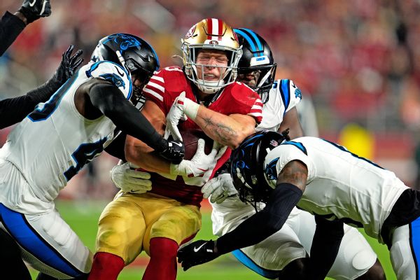 49ers' McCaffrey: Workload managed in practice, not games