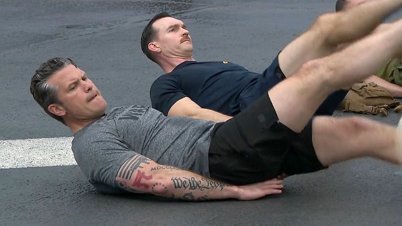 US defense secretary breaks a sweat during workout on warship