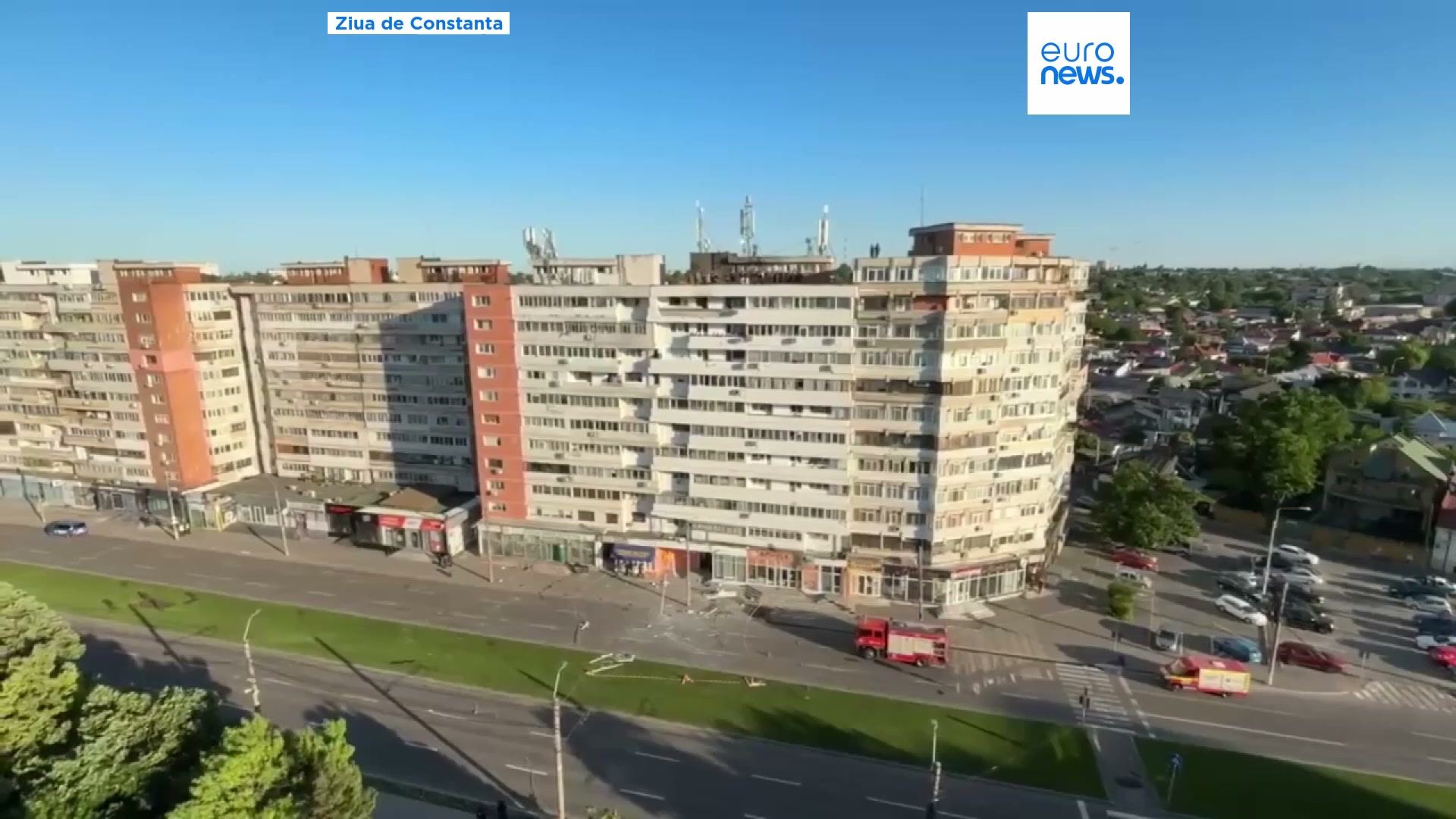 Moment Russian drone hits apartment block in Romania