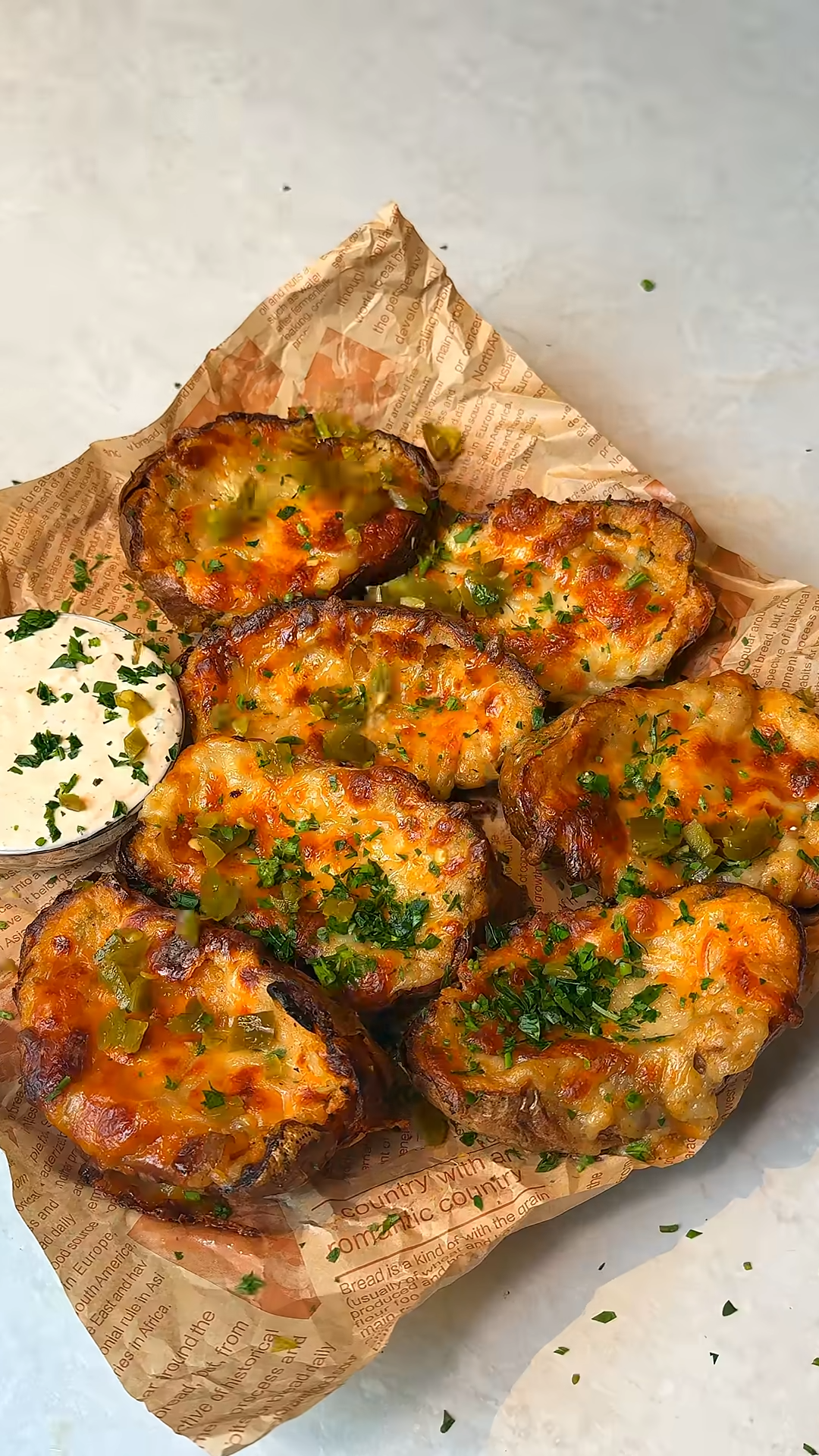 Method to crispy loaded potato skins
