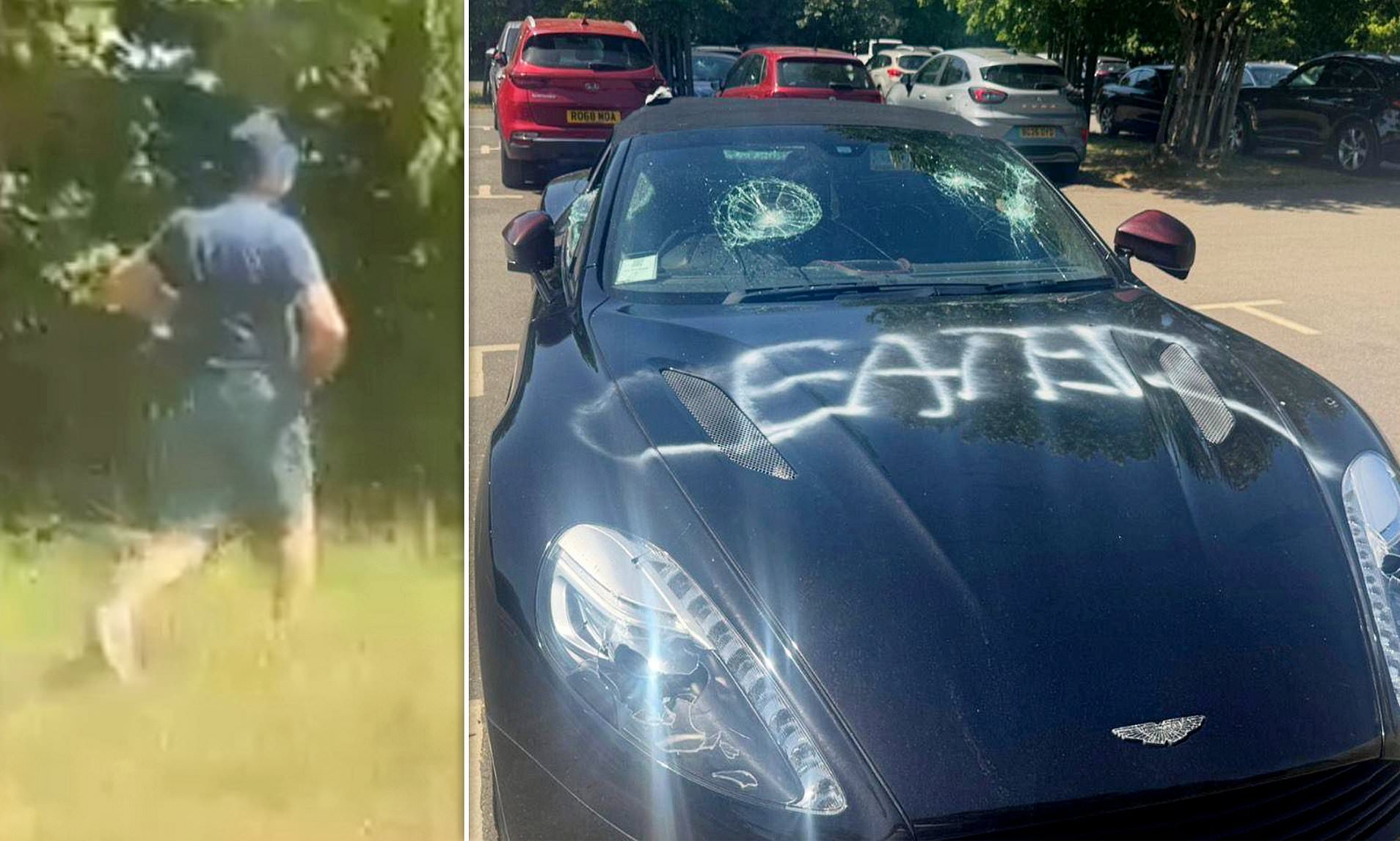 Masked vandal who plastered 'cheater' on £250,000 Aston Martin was ...