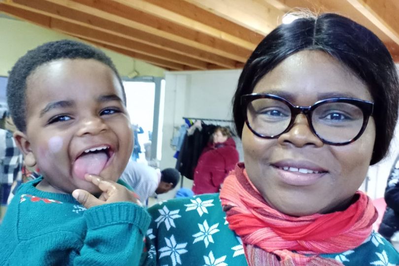 Claire N'Djosse with her son, Laurys N'Djosse Adeyeye